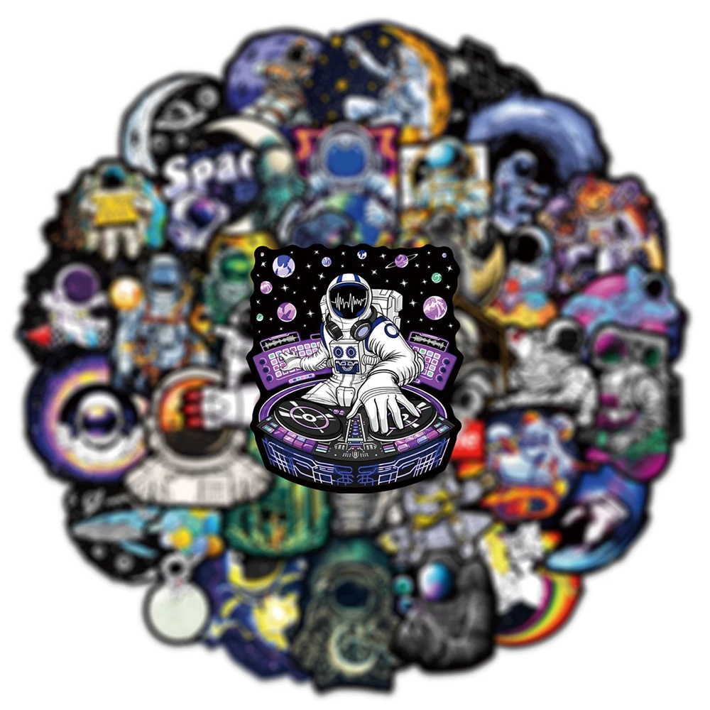 10/30/50pcs Outer Space Astronaut Stickers Graffiti Cartoon Decals DIY Phone Skateboard Fridge Suitcase Waterproof Sticker Toys