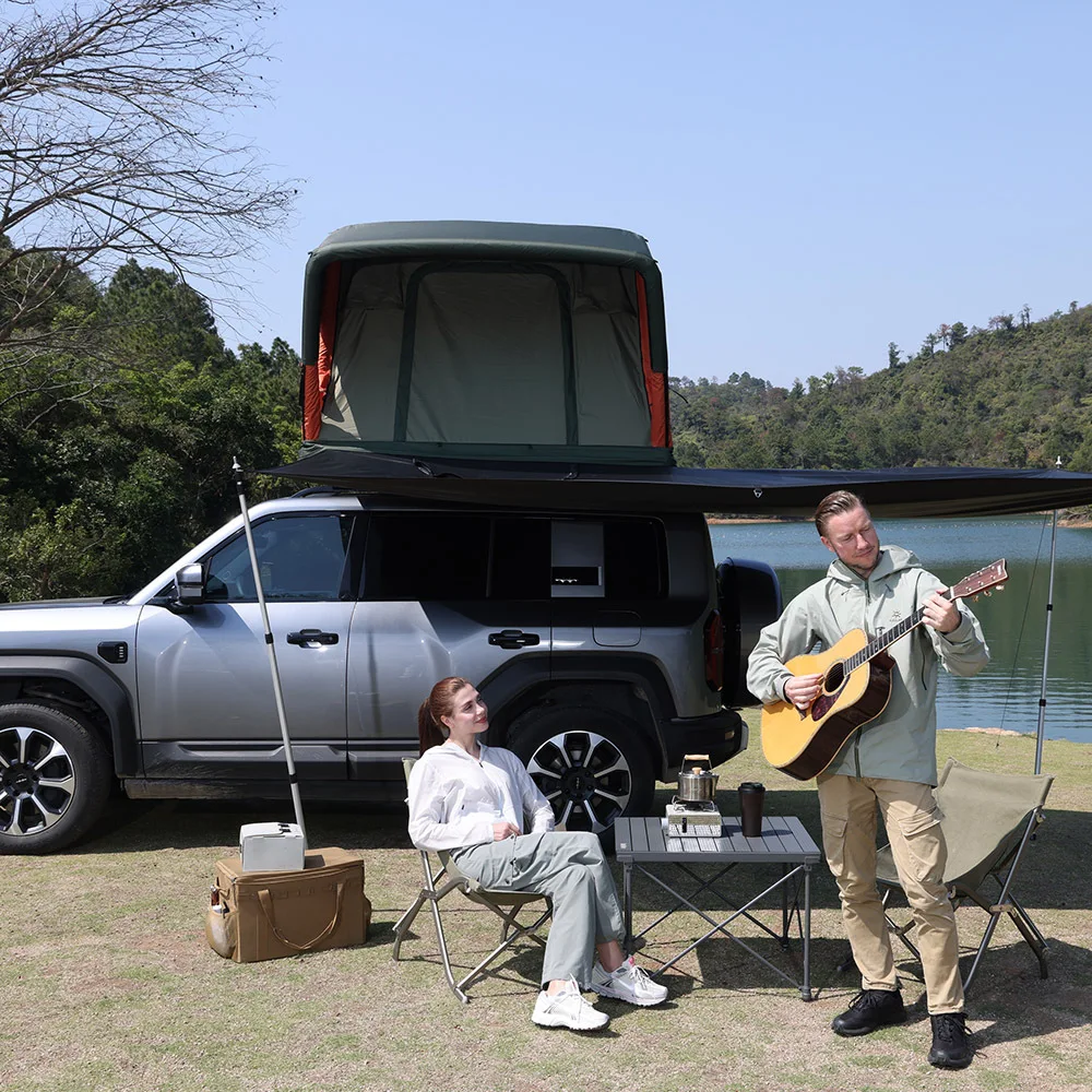 

SUV outdoor roof inflatable tent free of construction, fully automatic, light and quick to open camping, rainproof and sunscreen