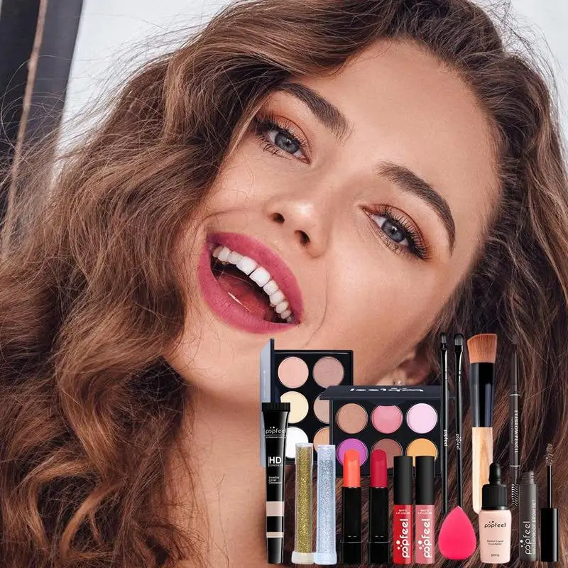 Make Up Kits Adult Complete 16-Piece Makeup Set For Beginners Portable Girls Makeup Kit All in One Makeup Gift Set for Women