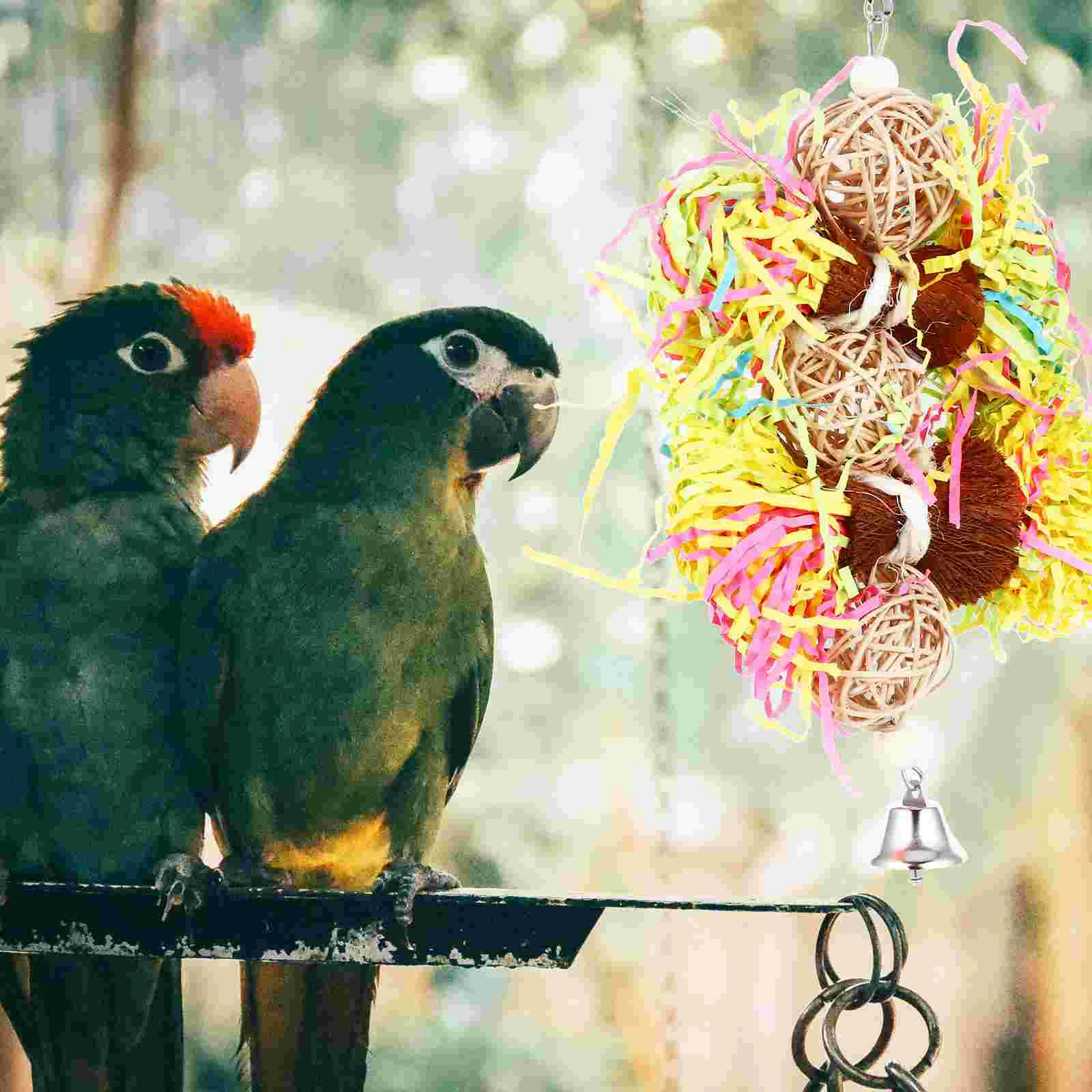 3 Pcs Parrot Toy Hanging Cage Toys Bird Shredding Training Foraging Chewing Shredder Wood Funny