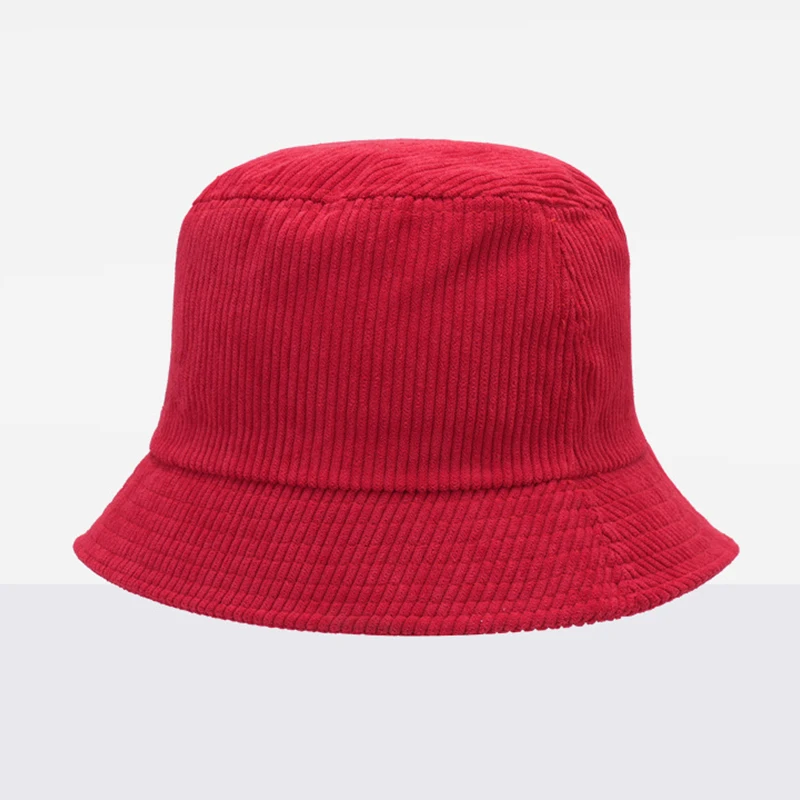 Korean Fashion Corduroy Bucket Hat Autumn Solid Color Simple Basin Hat For Women