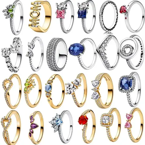 Original 925 Sterling Silver Sparkling Princess Wishbone Engravable Heart Ring For Women Party Wedding Jewelry