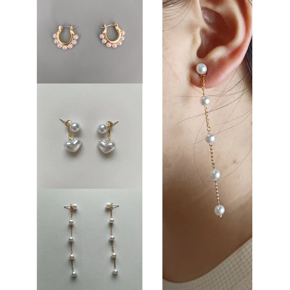 Pearl Combination Earrings Delicate Beauty Series Irregular Meteorite Crater Long Elegant Luxury Cute Statement Y2K Decorations