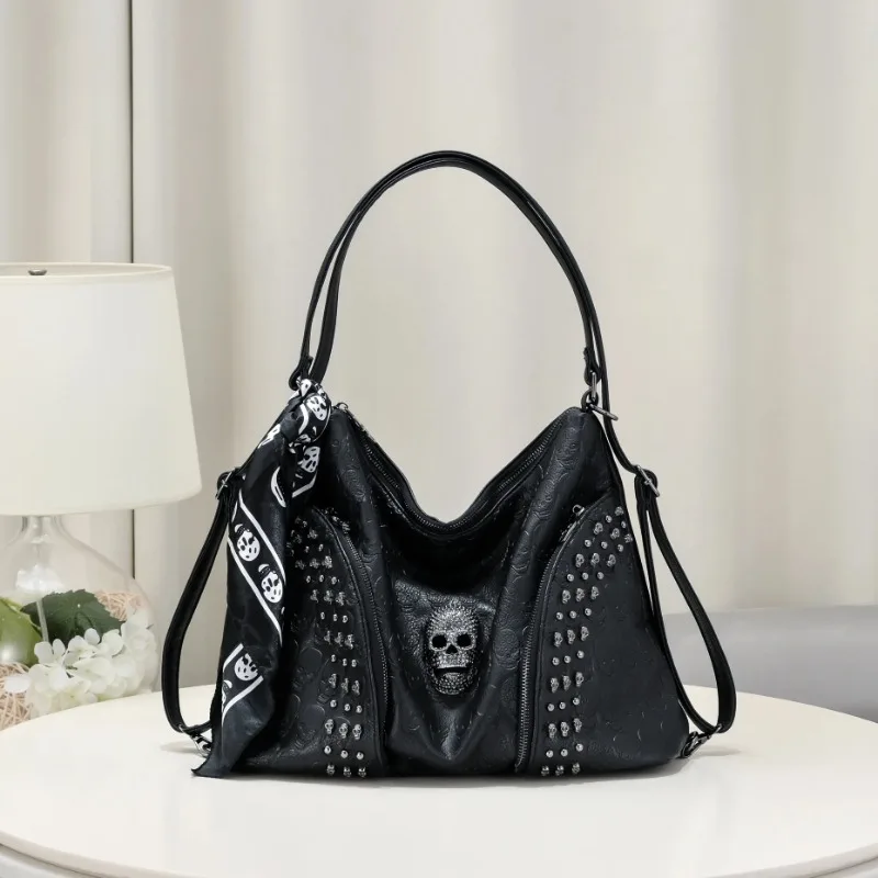 Fashion rivet skull shoulder bag popular leisure handbag retro bags for women large capacity Tote handbag Y2k сумка через плечо