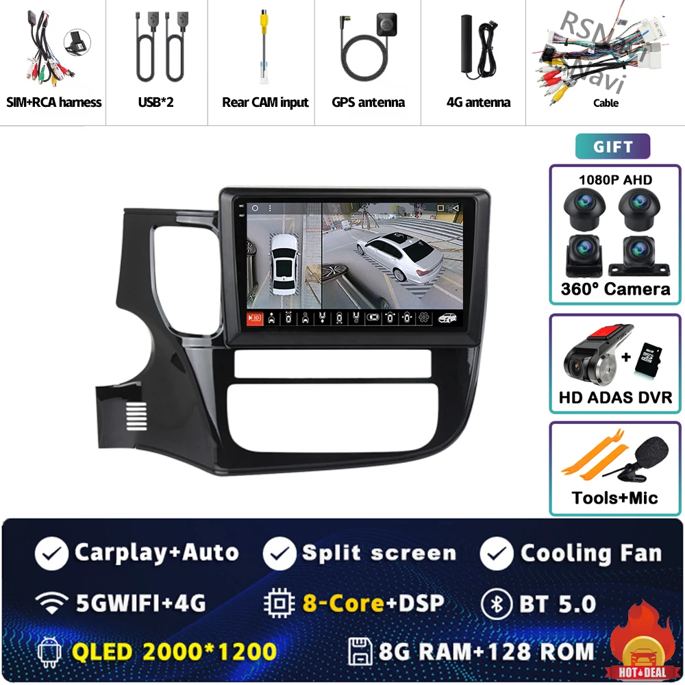 Android 15 Voor Mitsubishi Outlander 3 GF0W GG0W 2012-2018 Stereo Autoradio Multimedia Video Player GPS AI Voice CarPlay
