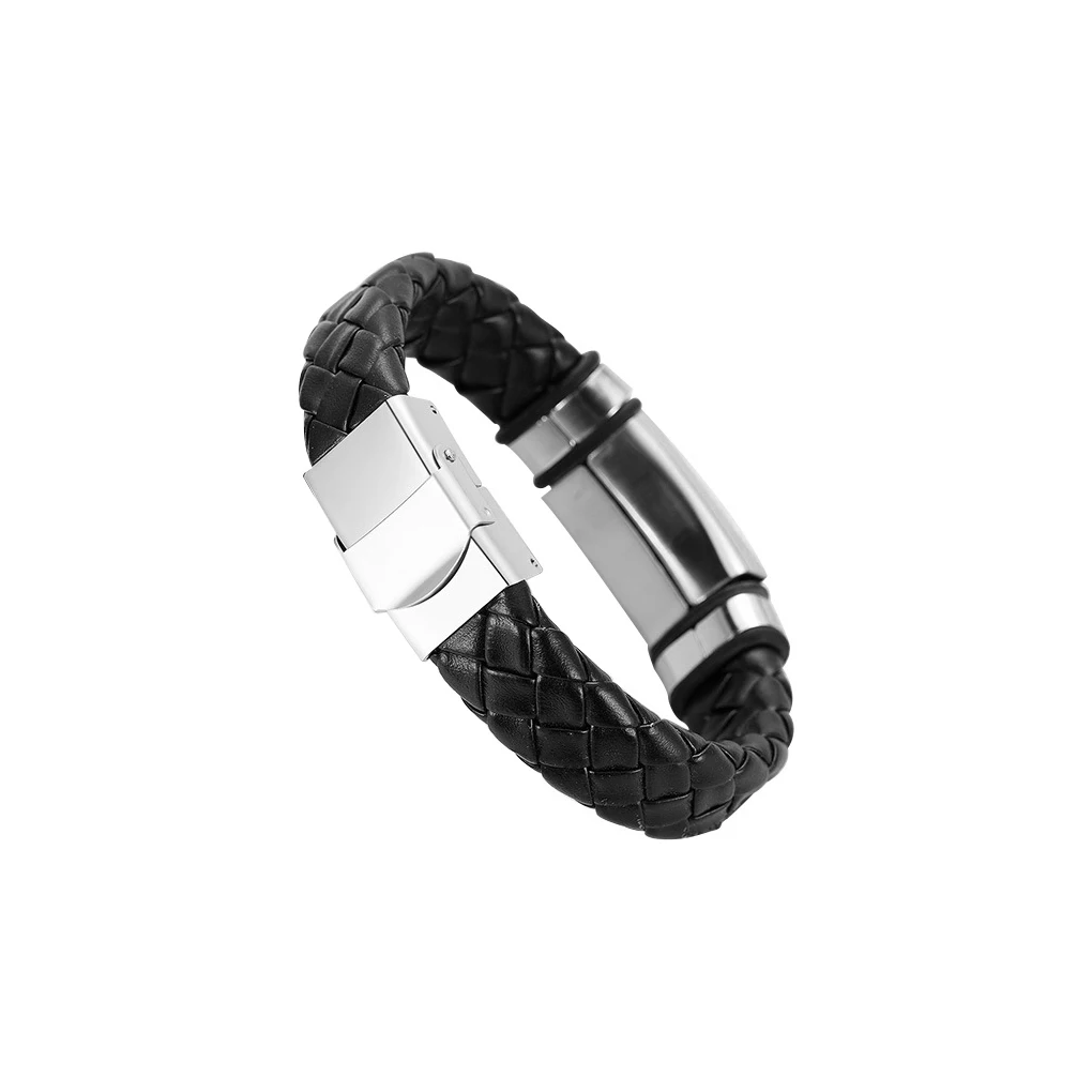 

Men Bracelet Knitted Leather Alloy Buckle Bangle Men Wrist Band for Party Daily Use