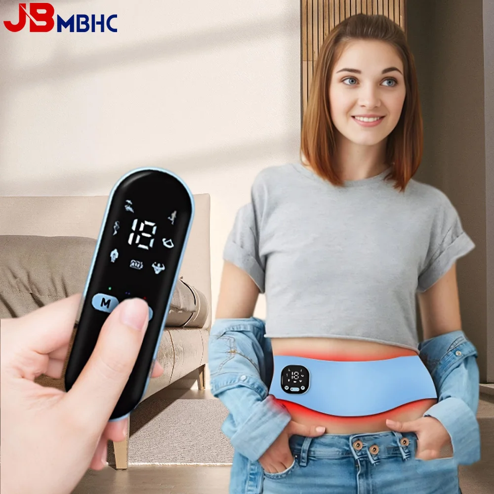 Menstrual Heating Pad EMS Abdominal Massager Relieve Cramps Period Colic Pain Belt Warm Palace Belly Waist Vibration Massage