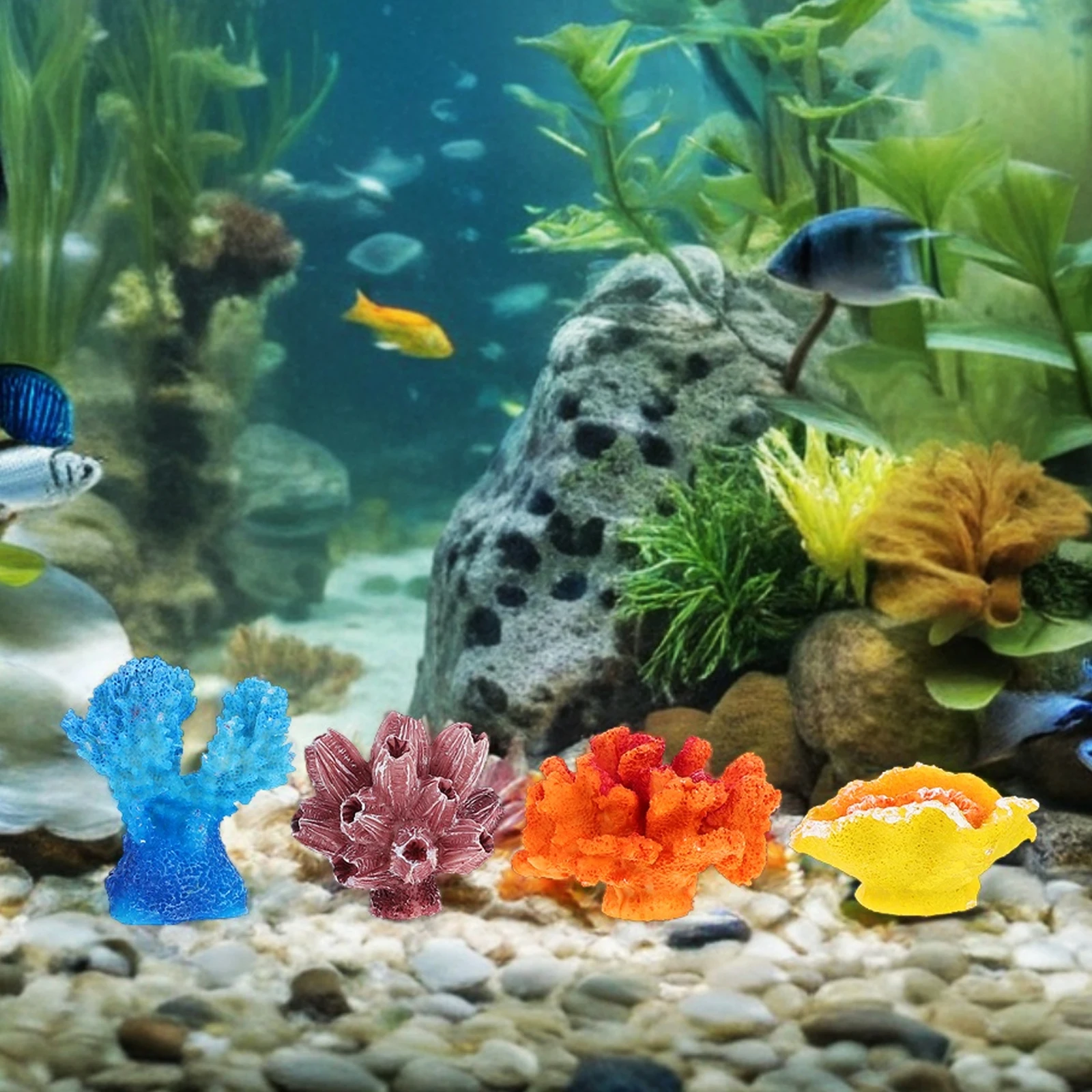 

6 pcs Aquarium Decorations Bright Artificial Fish Tank Ornaments Coral Underwater Landscape Enhance Visual Pet Supplies