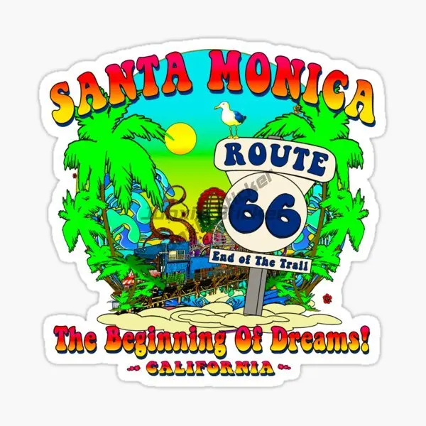 Santa Monica, California, USA, Los Angeles Resort Car Stickers Vinyl PVC Self-adhesive Decals