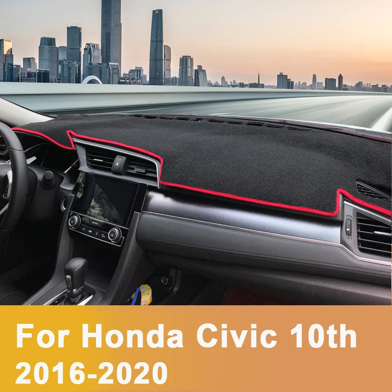 

Car Dashboard Avoid Light Pad Instrument Platform Cover Mat Carpets ANti-UV For Honda Civic 10th 2016-2018 2019 2020 Accessories