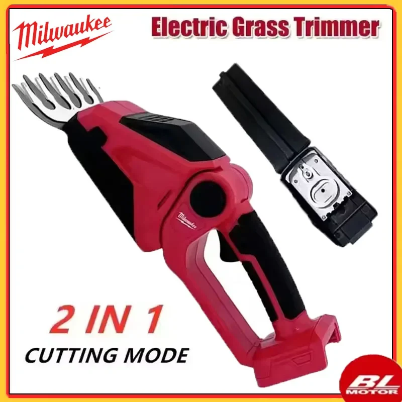 

Аккумуляторный триммер для живой изгороди Milwaukee, электрический триммер для травы, ножницы для кусточек, ручной садовый инструмент, аккумулятор 20 В, 2 в 1