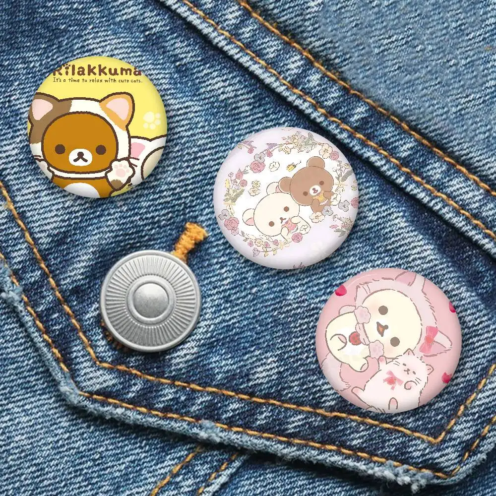 Japan Anime Cute Cartoon R-Rilakkuma Classic Movie Tinplate Soft Button Pin Brooch Metal Badge Custom Jewelry Accessories Hat