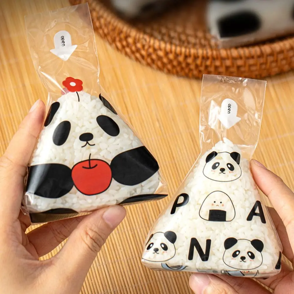 100Pcs Disposable Triangle Rice Ball Packing Bag Cartoon Pattern Transparent Rice Ball Wrapper Japanese DIY Sushi Bag School