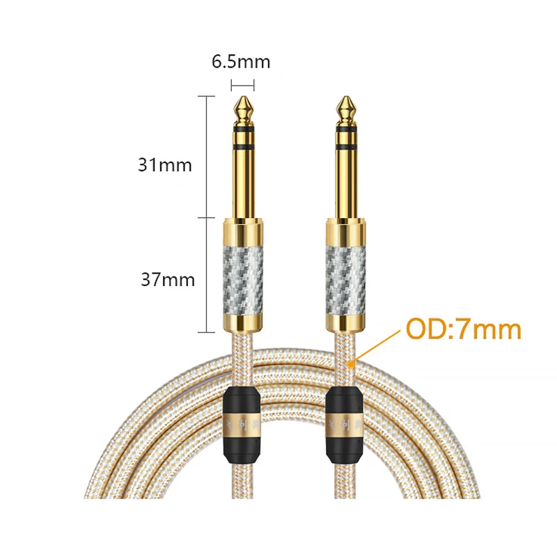 Luxury Edition 6.35mm Monitoring Earphone Cable for Mixer loudspeaker box Sound recorder Monitor Headphones