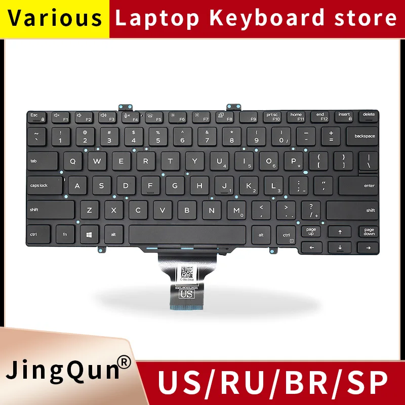 Replacement US/Russian Backlit Laptop Keyboard For DELL Latitude L3400 3400 5400 5401 5410 5411 7400 P98G 3J9FC 0RN86F