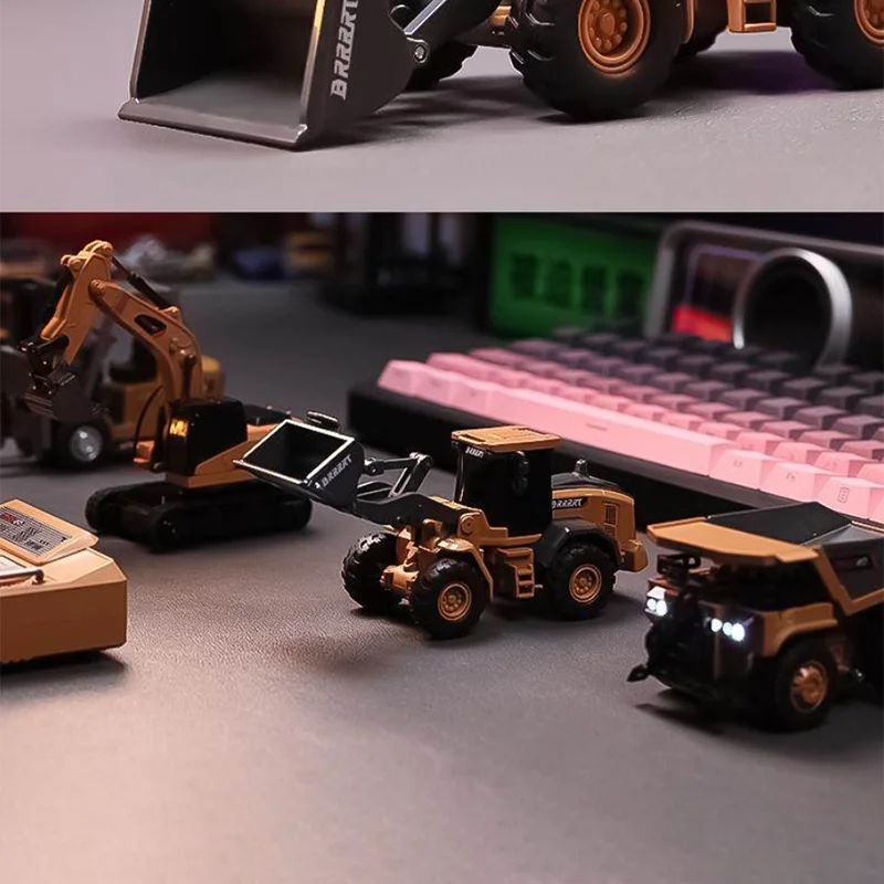1/64 Mini Alloy Diecast Bulldozer Loader Full Scale Construction Model Desktop Toy New Year Gift For Adults Hobby Collection