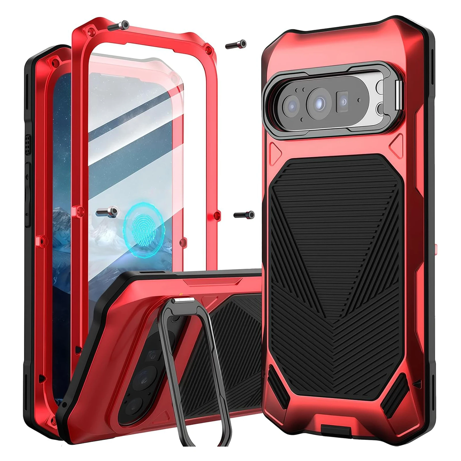 

For Google Pixel 10 Pro XL/10 Pro Case Camera Ring Stand Built in Screen Protector Military Grade Protection Full Body Duty Case