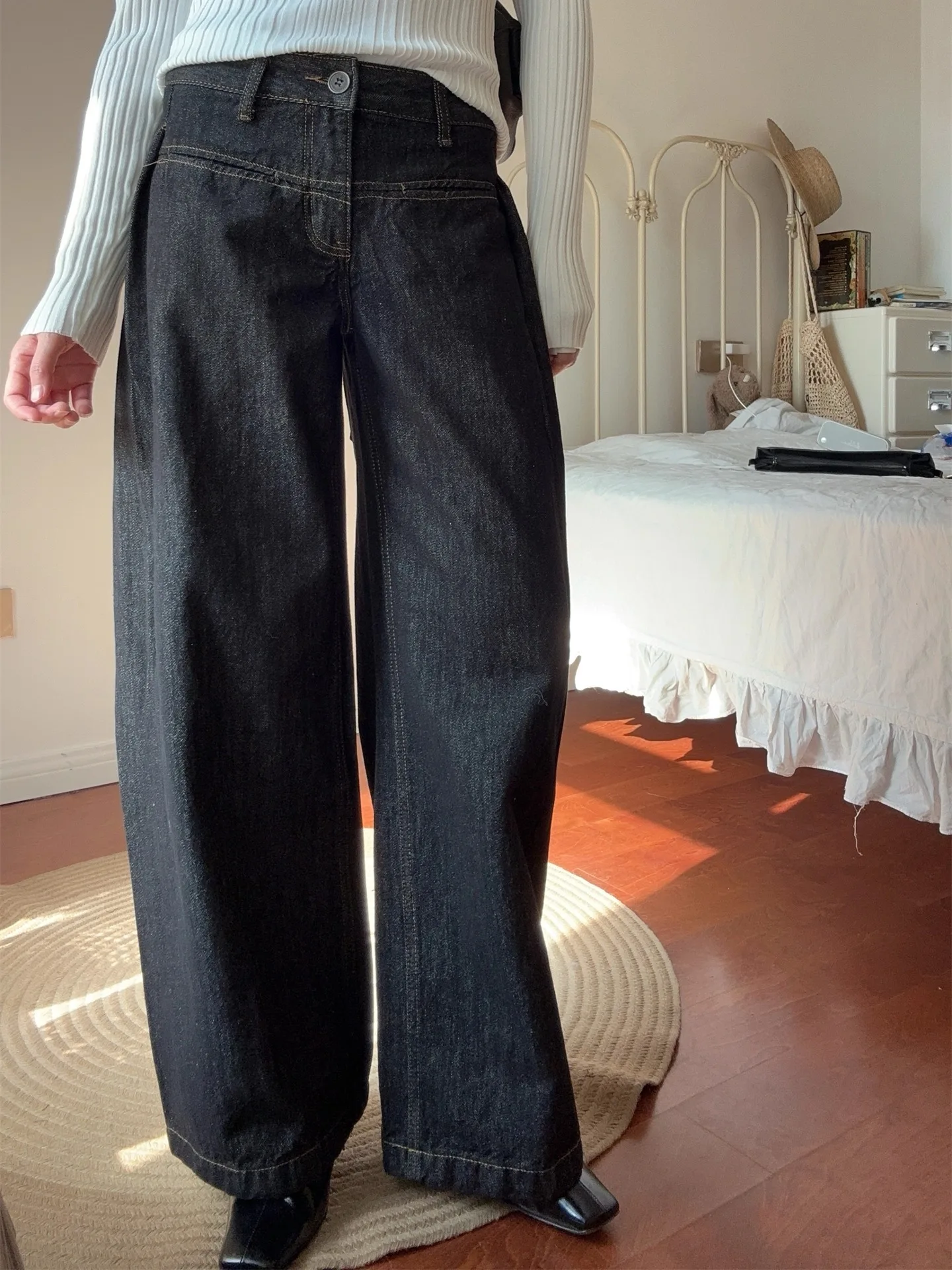 

DADANA Low Waist Banana Pants Women's Loose Fit Casual Style Hidden Meat Design Sensation Fashionable Knife Trousers