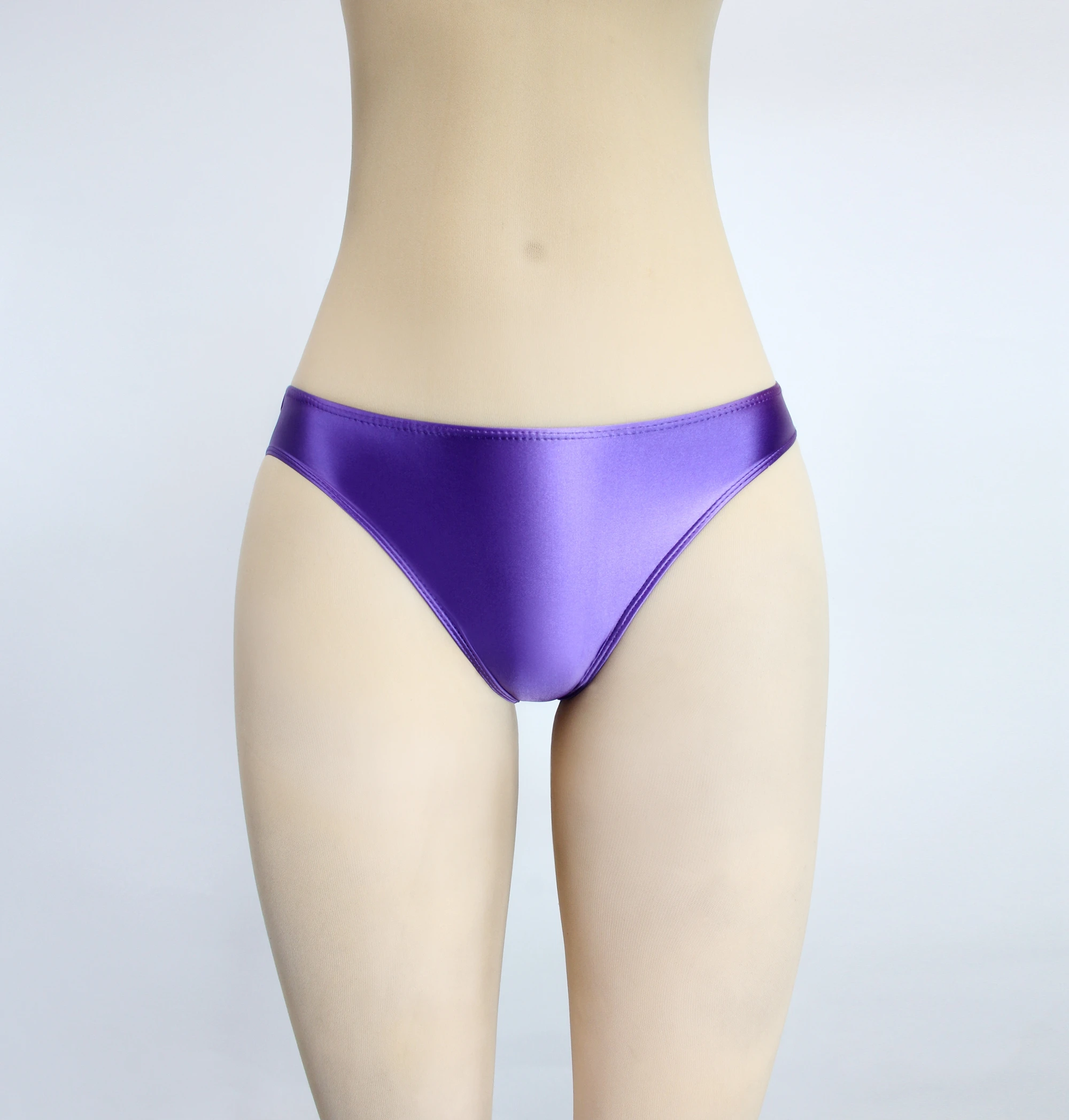 XCKNY satin glossy thongs Oily solid lustrous thongs silk bikini low-waisted sexy tights can be worn outside glossy underwear