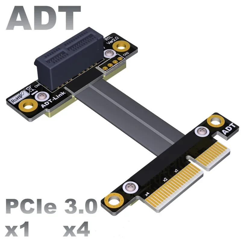 Kabel konverter ekstensi PCI-E x4 ke x1, adaptor 4x ke PCIe3.0 1x kabel datar fleksibel motherboard komputer diperpanjang