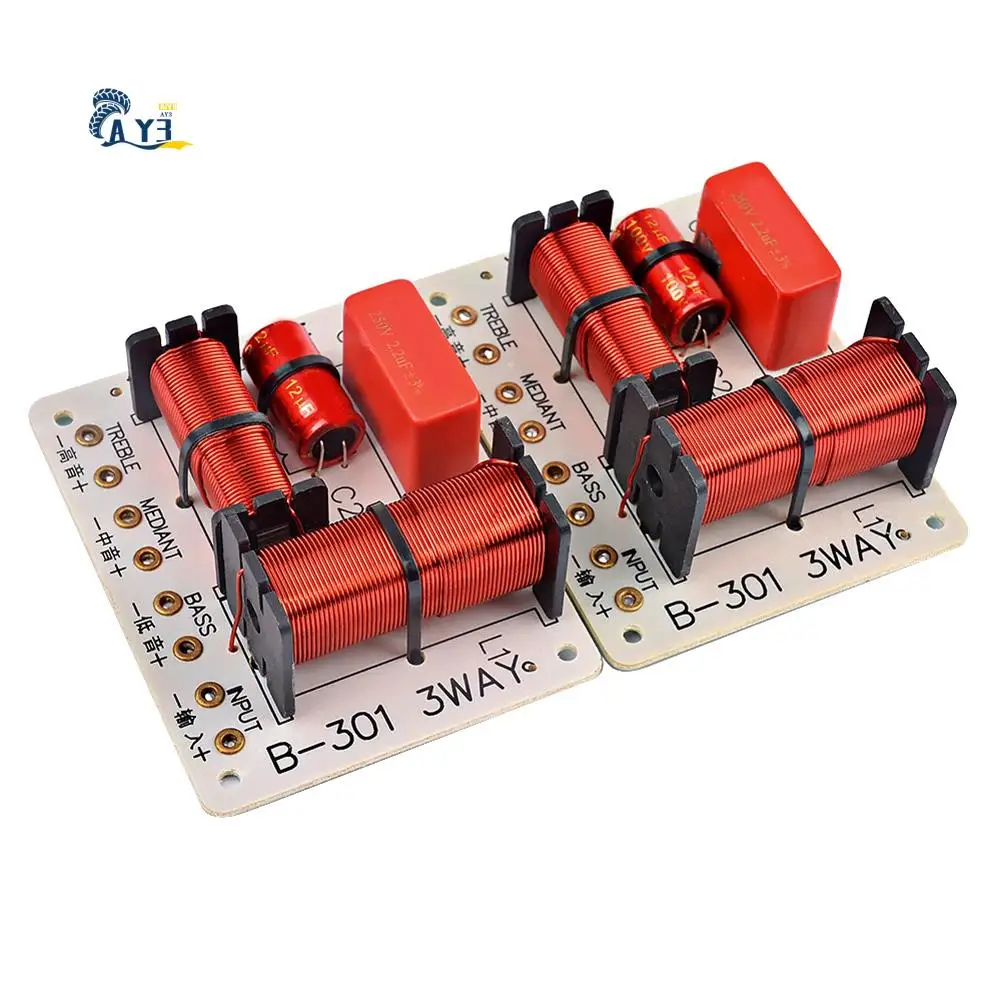 AY03-2Pcs 150W 3 Way Audio Speaker Crossover Treble + Midrange + Bass Crossover Speaker Filter Pembagi Frekuensi 1000 5000Hz