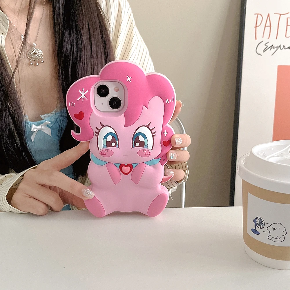 Cute Cartoon M-My Littles Ponies Stereoscopic Phone Case for IPhone 16 15 14 13 12 11 Pro Max Soft Silicone Back Cover Girl Gift