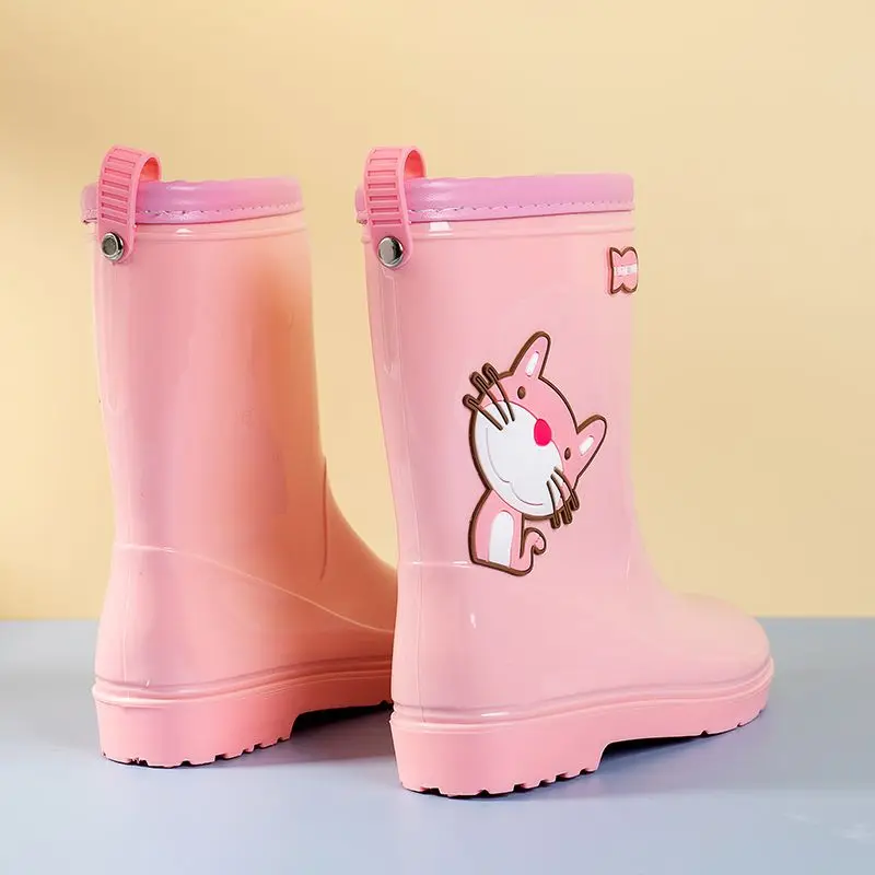 أحذية المطر للأطفال مقاومة للماء ومضادة للانزلاق أحذية الأطفال بطباعة كرتونية ملابس ضد المطر لمنتصف الساق للأولاد والبنات أحذية خفيفة الوزن للأطفال الصغار #6