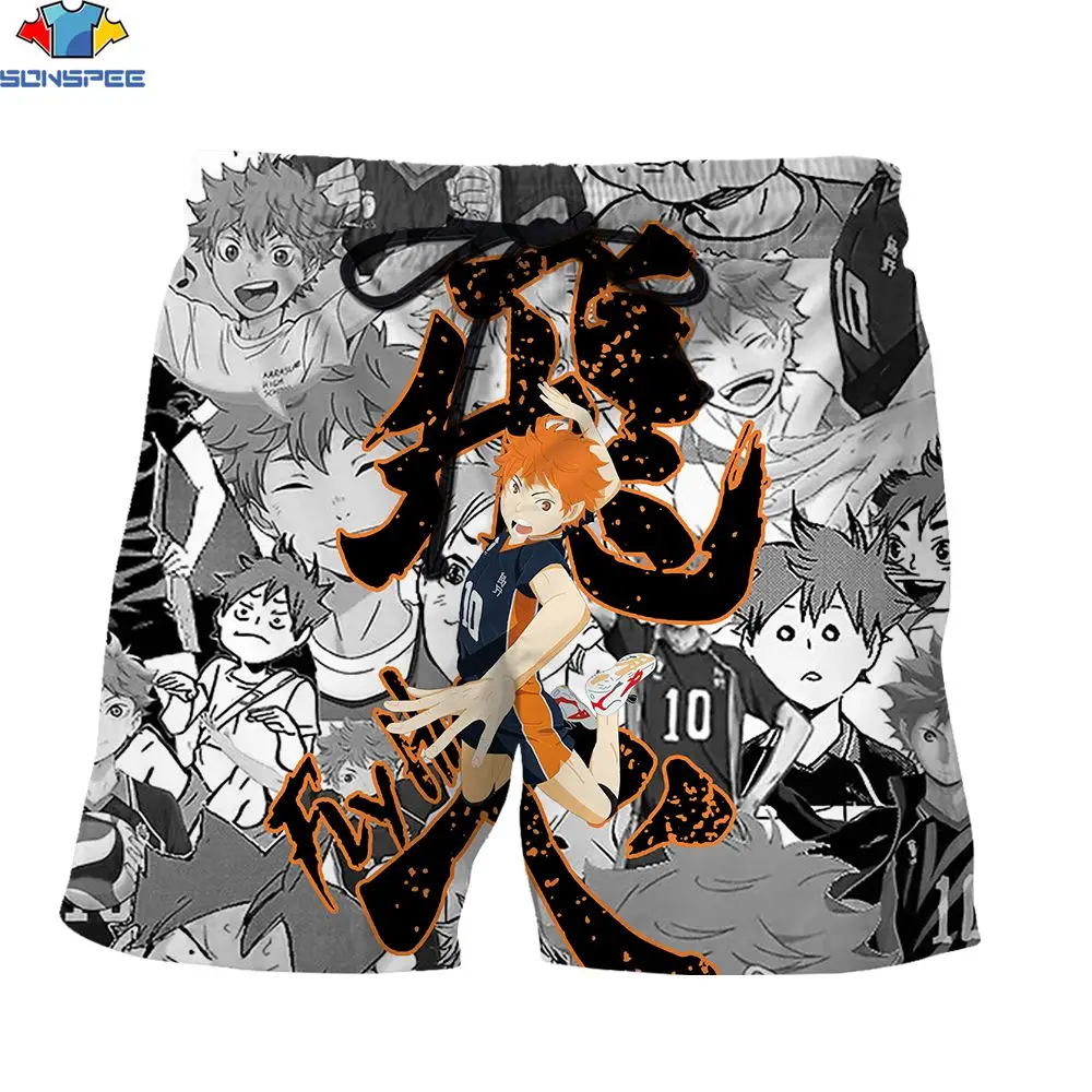 SONSPEE 3D Print Japanese Anime Haikyuu!! Men\'s Shorts Sports Basketball Soccer Volleyball Loose Outdoor Beach Harajuku Shorts