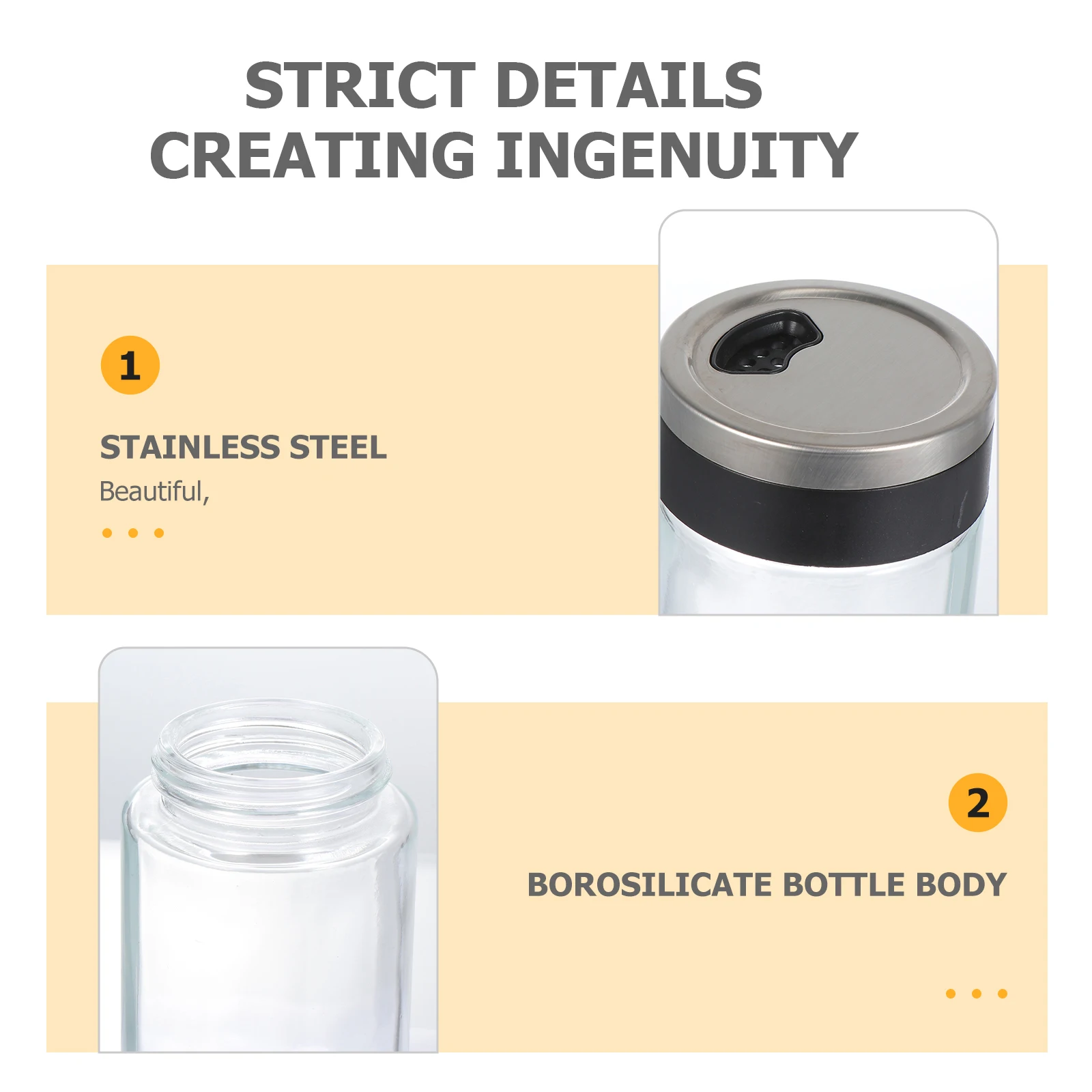 

4 Pcs Seasoning Bottles Kitchen Jars Condiment Containers Multifunctional Glass for Pepper Storage with Lid