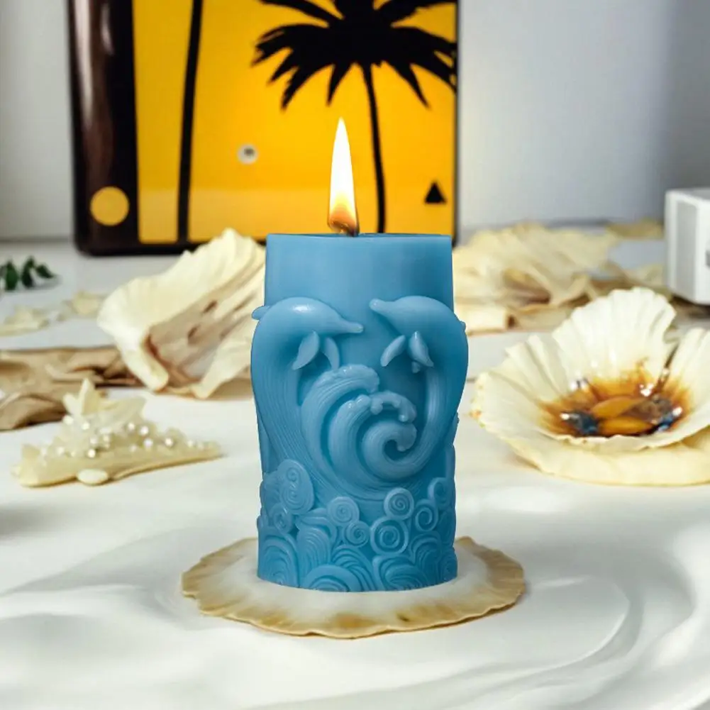 Ocean Cylinder Candle Silicone Mold DIY Candle Mould Gypsum Aromatherapy Handmade Decoration Silicone Mold