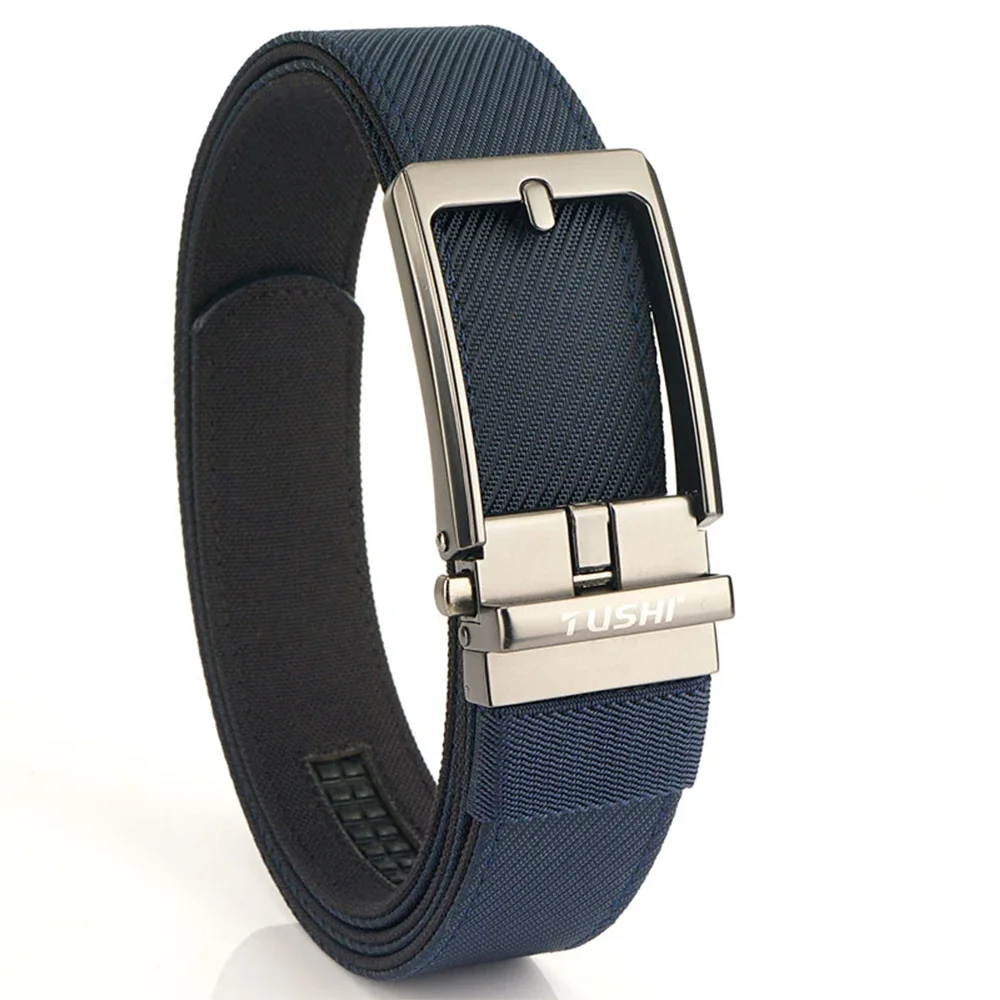 TUSHI Brand New 3.5 Wide Alloy Automatic Buckle Thickened Double-Layer Nylon Soft Mens Belt Versatile Casual Outdoor Pants Belt