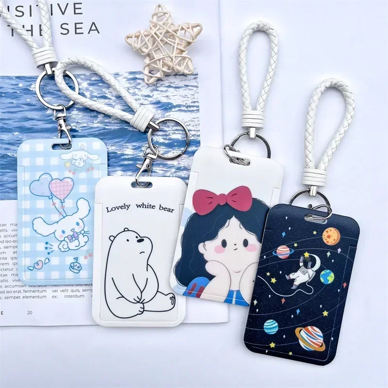 Plastic Cartoon Card Holder Kawaii Badge Holder Keychain Cute Campus Card Holder Protective Cover Hospital Accessories