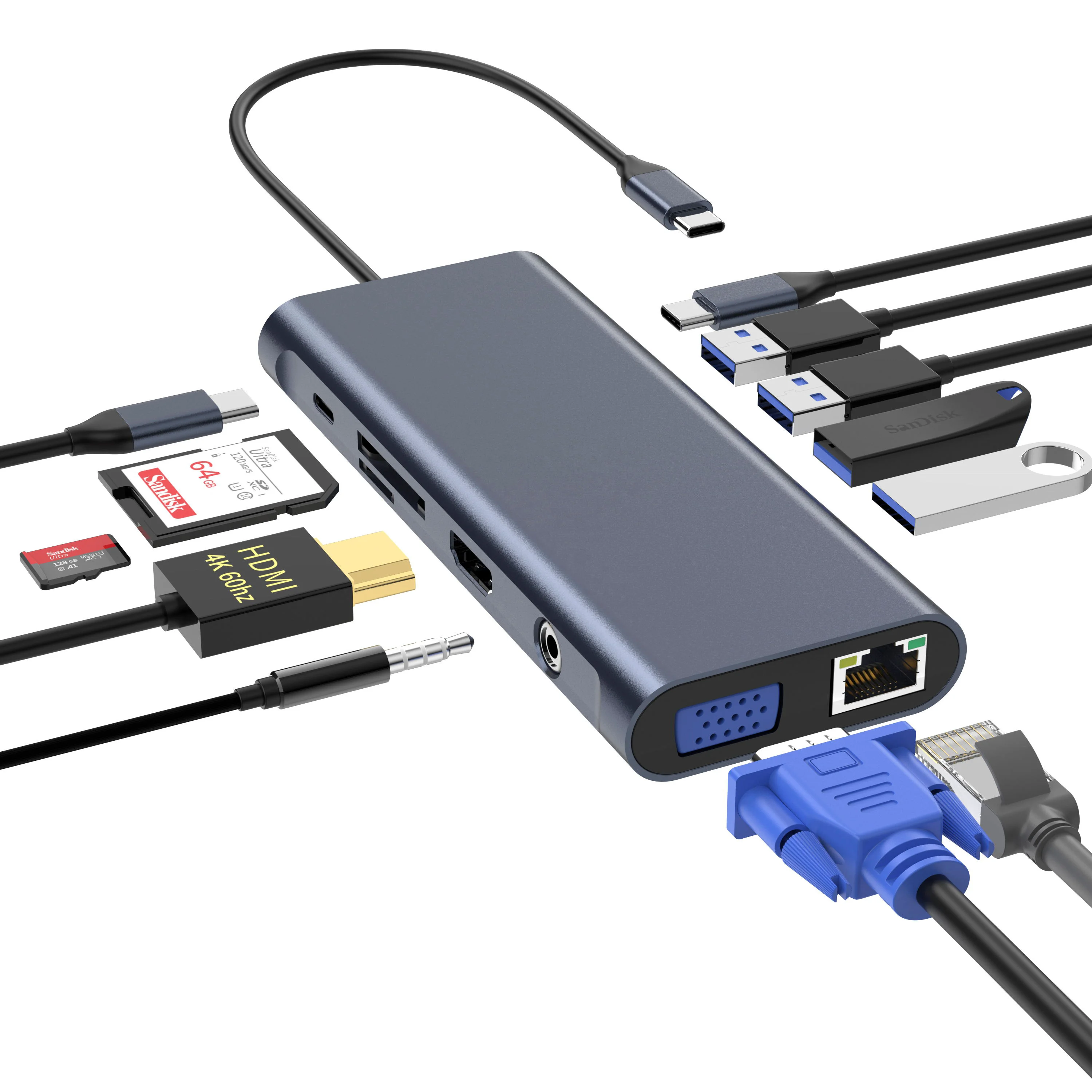 OEM ODM Usb Otg Card Reader Hub Ethernet Adapter Usb c Adapter Laptop Docking Station for macbook Laptop Pc