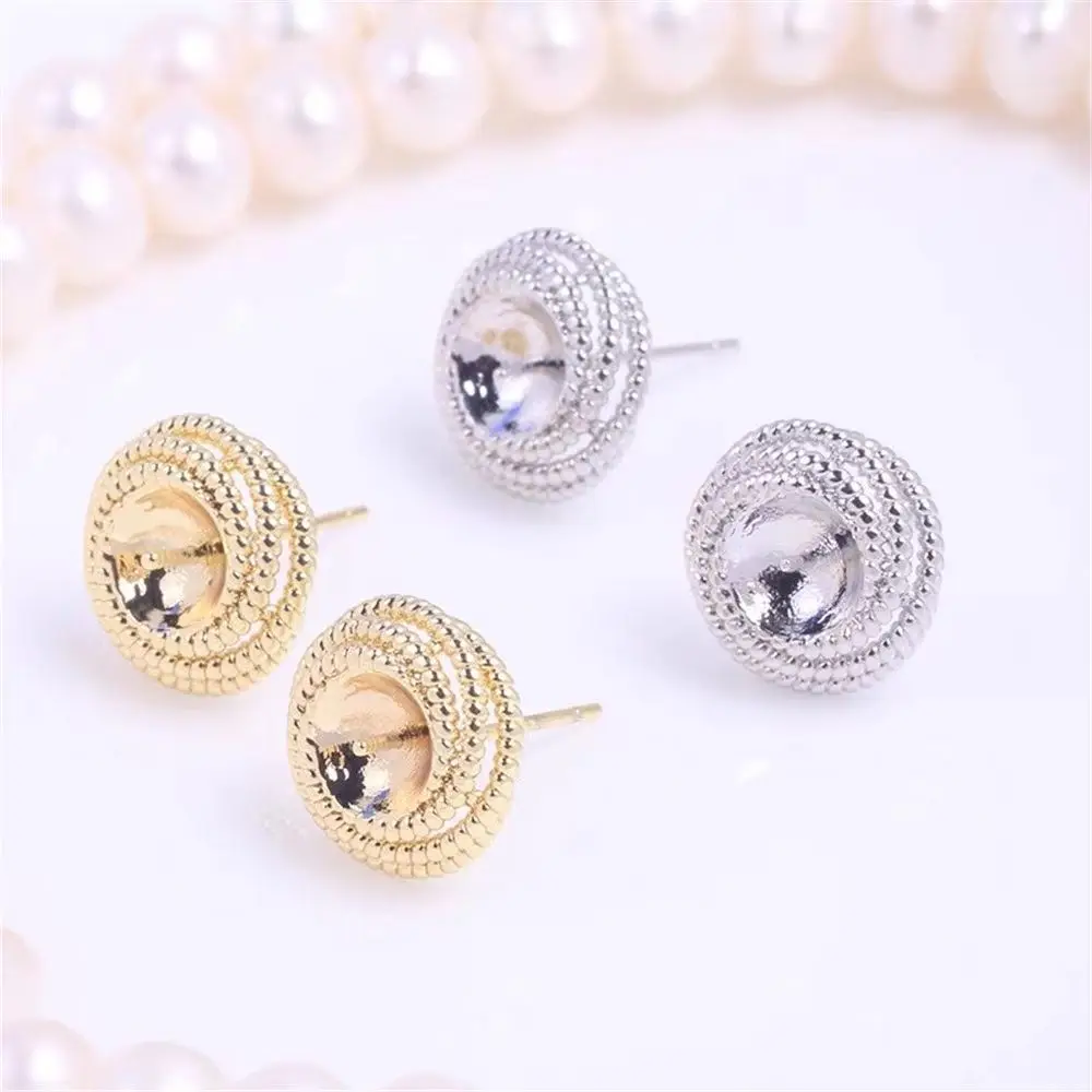 14K Gold Pearl Stud Earrings Setting Base Simple Fashion Handmade DIY Jewelry Making Findings 19 Style Temperament