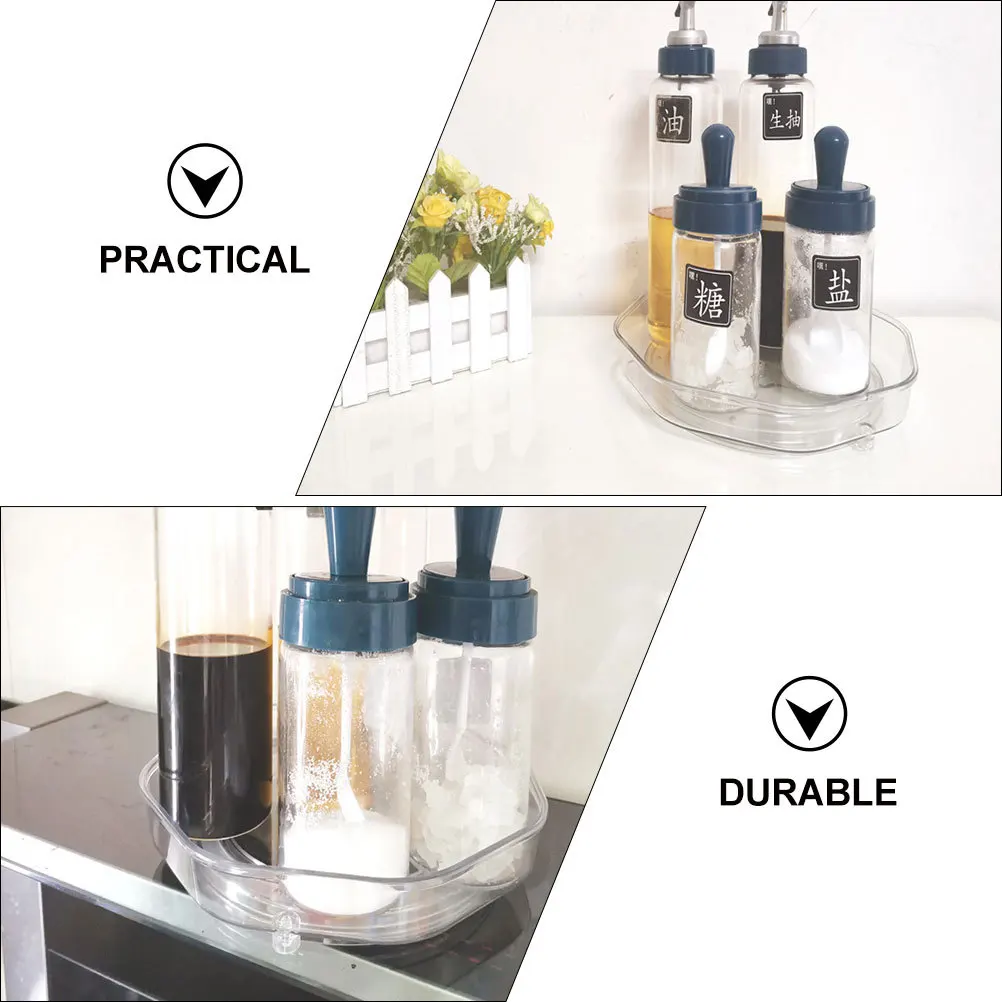 

2Pcs Multifunction Organizer Turntable Spice Tray Kitchen Storage Rack 360 Degree Rotation Save Time Efforts Rotating Organizer