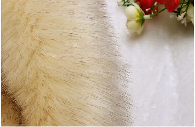 High-grade dye tip imitation fox fur,faux fur fabric,hats scarves material,sewing cloth,yellow and white available,18cm*80cm/pcs