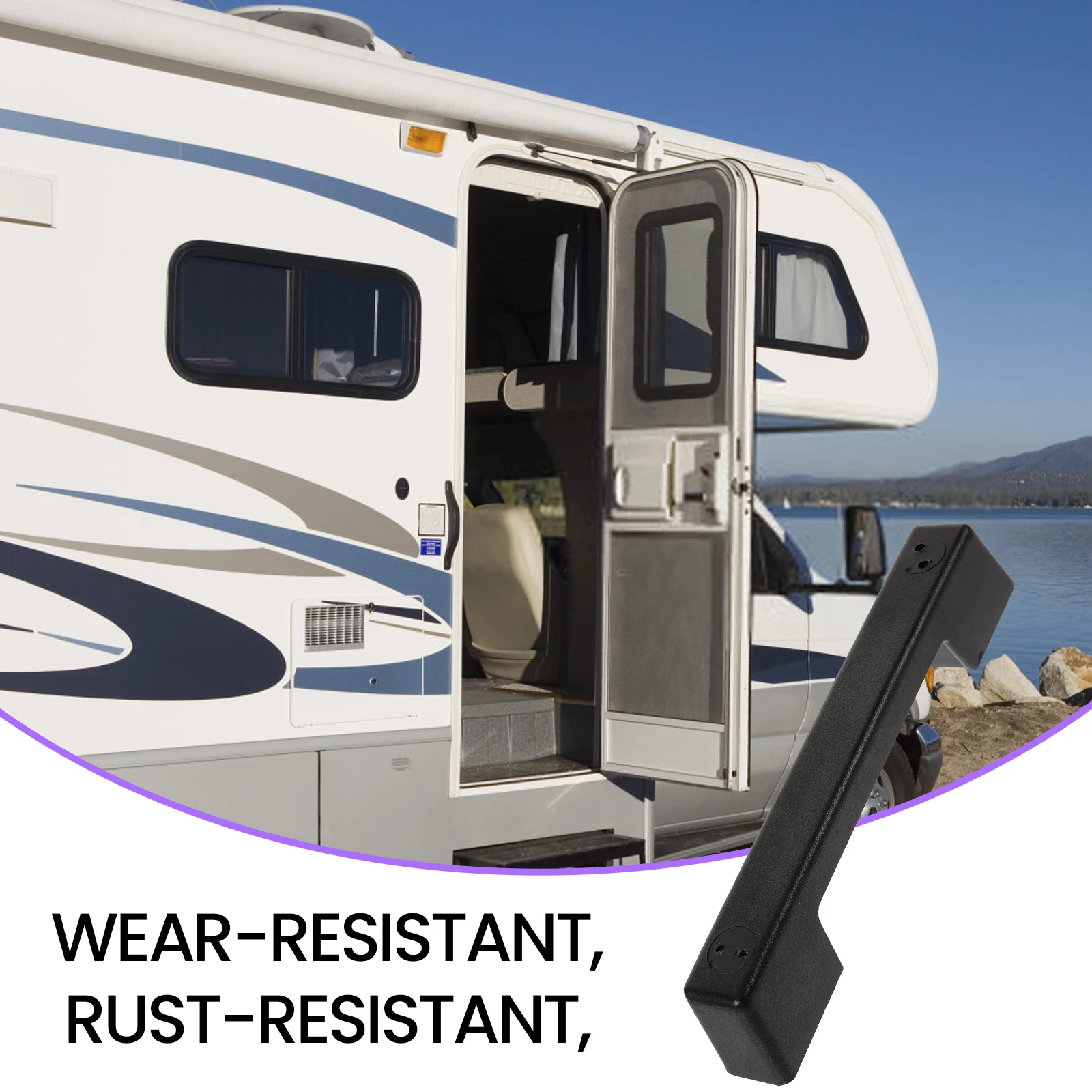

Plastic ABS H for Trailer Motor Home Black Large Size Stylish Easy Install ergonomic Comfortable Grip Door