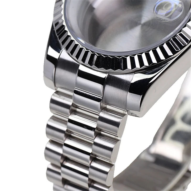 Quality 36mm 39mm With Sapphire Crystal 316l Steel Watch Case And President Strap For Nh35a Nh36 Nh34 Automatic Movement SKX MOD