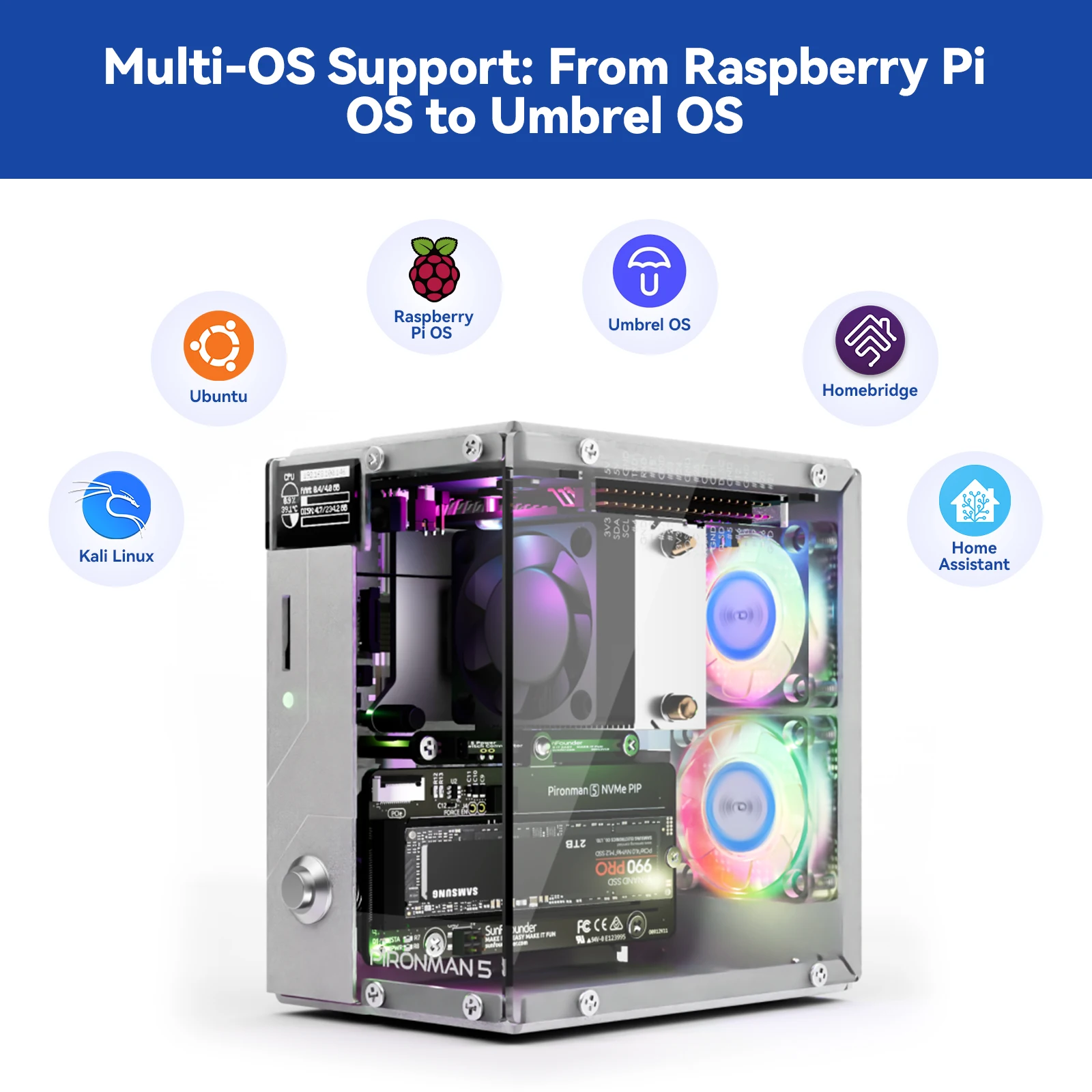 Pironman 5 NVMe M.2 SSD Case for Raspberry Pi 5