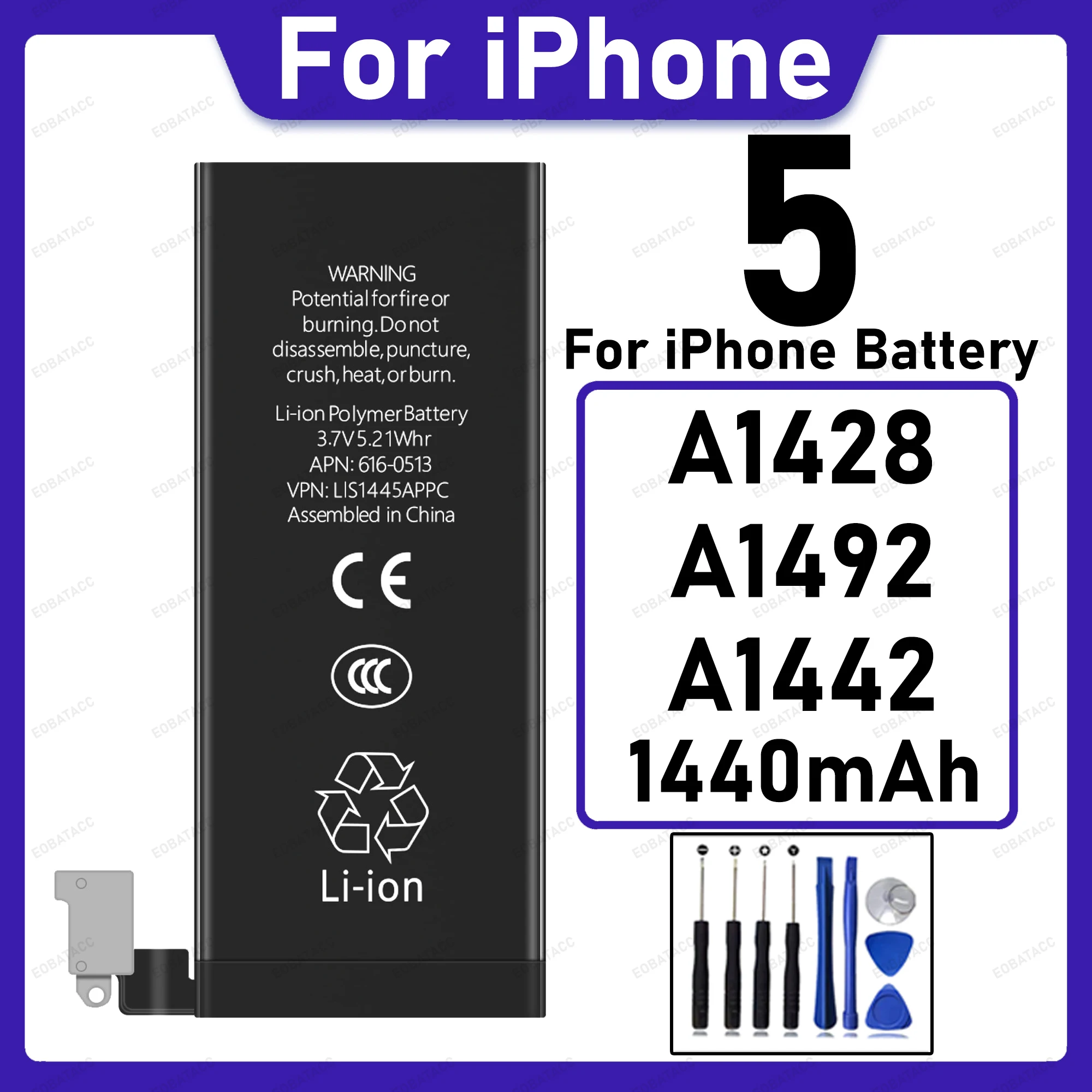 LIS1491APPCS 100% New Zero Cycle Replacement Battery For Apple iPhone 5 High Quality +Free Tools