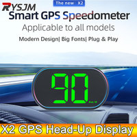 AD NEW X2 GPS HUD Car Speed Head Up Display Digital Speedometer Big Font KMH Accessories GPS+Beidou Dual Chipsets for All Cars