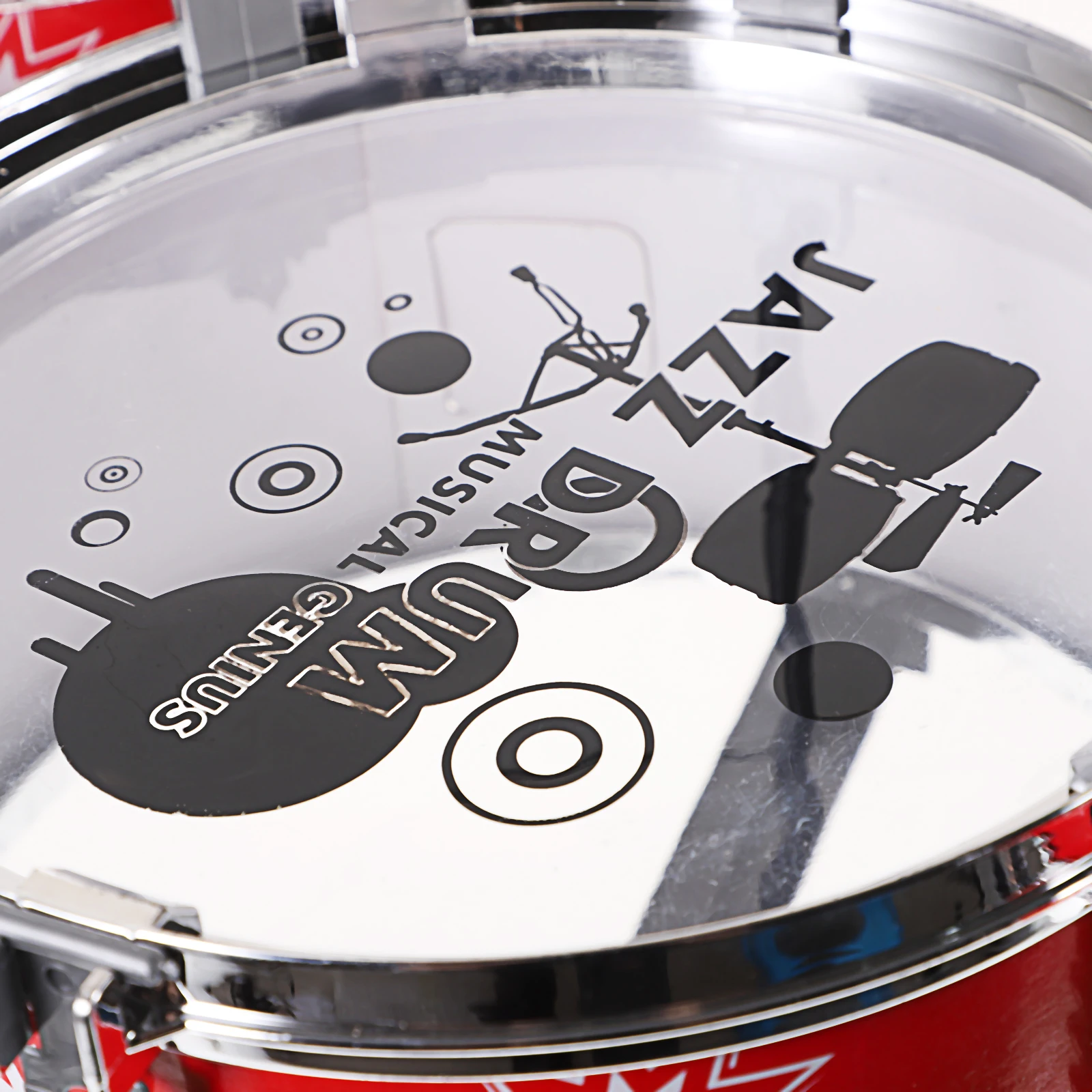 Tamburo jazz con sedia Strumenti musicali Set regalo educativo Bambini Ragazzi Ragazze Tamburi di colore rosso Set di batteria per bambini