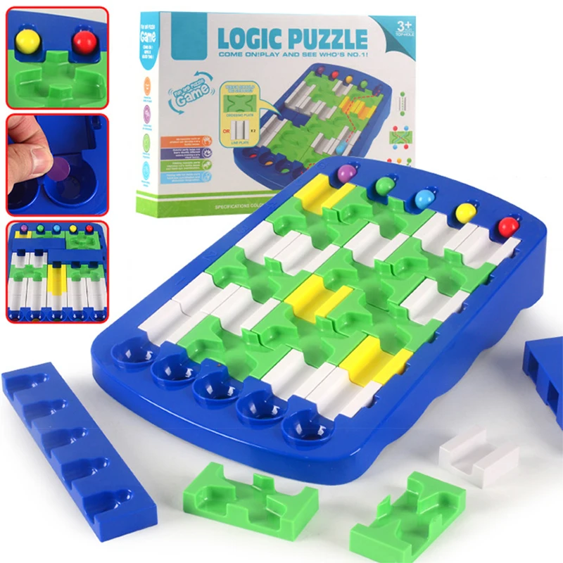 

IQ Logical Route Puzzle Bead Mind Training Run Race Track 60 Challenges Brain Intellectual Toy for Children Maze Ball Board Game