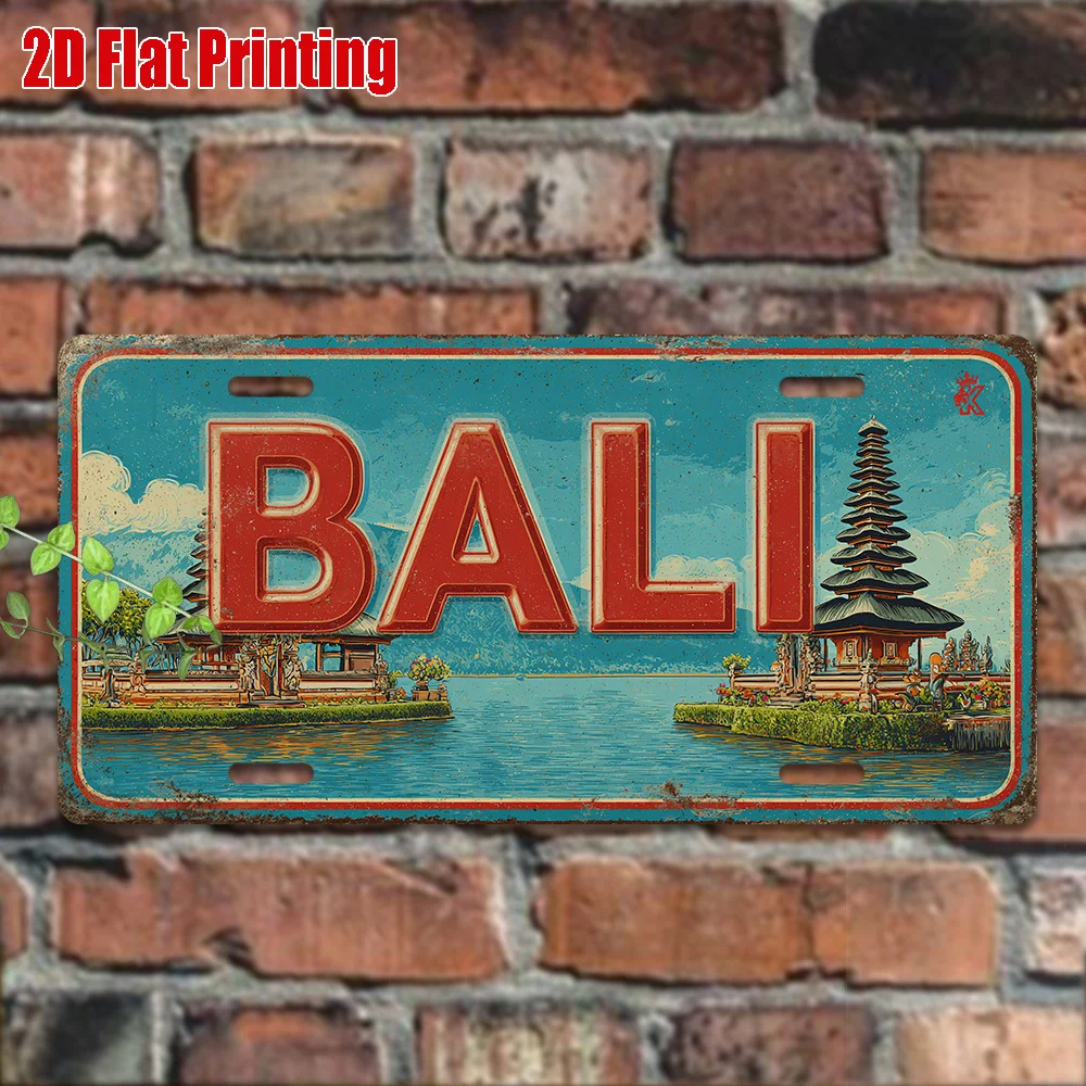 2D Flat - 2D Printed Sign, 1pc, Vintage Metal Plaque, for Decorative Purposes Only, Outdoor Sign & Wall Decor, Bali Aluminum