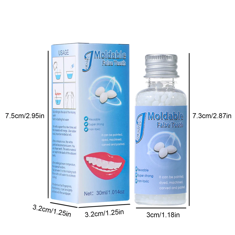 Solid Denture Adhesive Decorate Temporary Dental Filling Gum Fill the Gaps Between Teeth,30ml,Reusable image 6