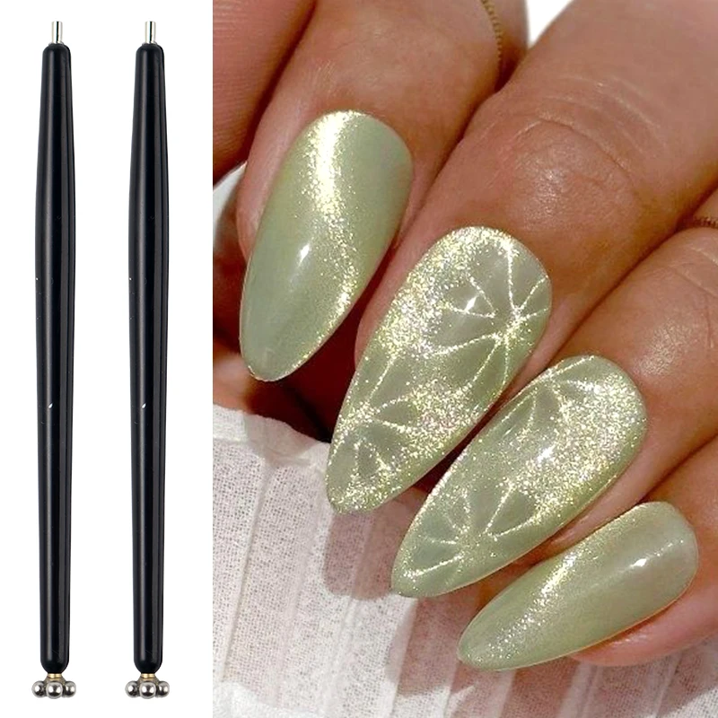 Black Cat Eye Nail Magnet Pen Magnetic Stick for Spring Flower Petal Designs Cute Swirls French Line Magnetic Nail Art Tools