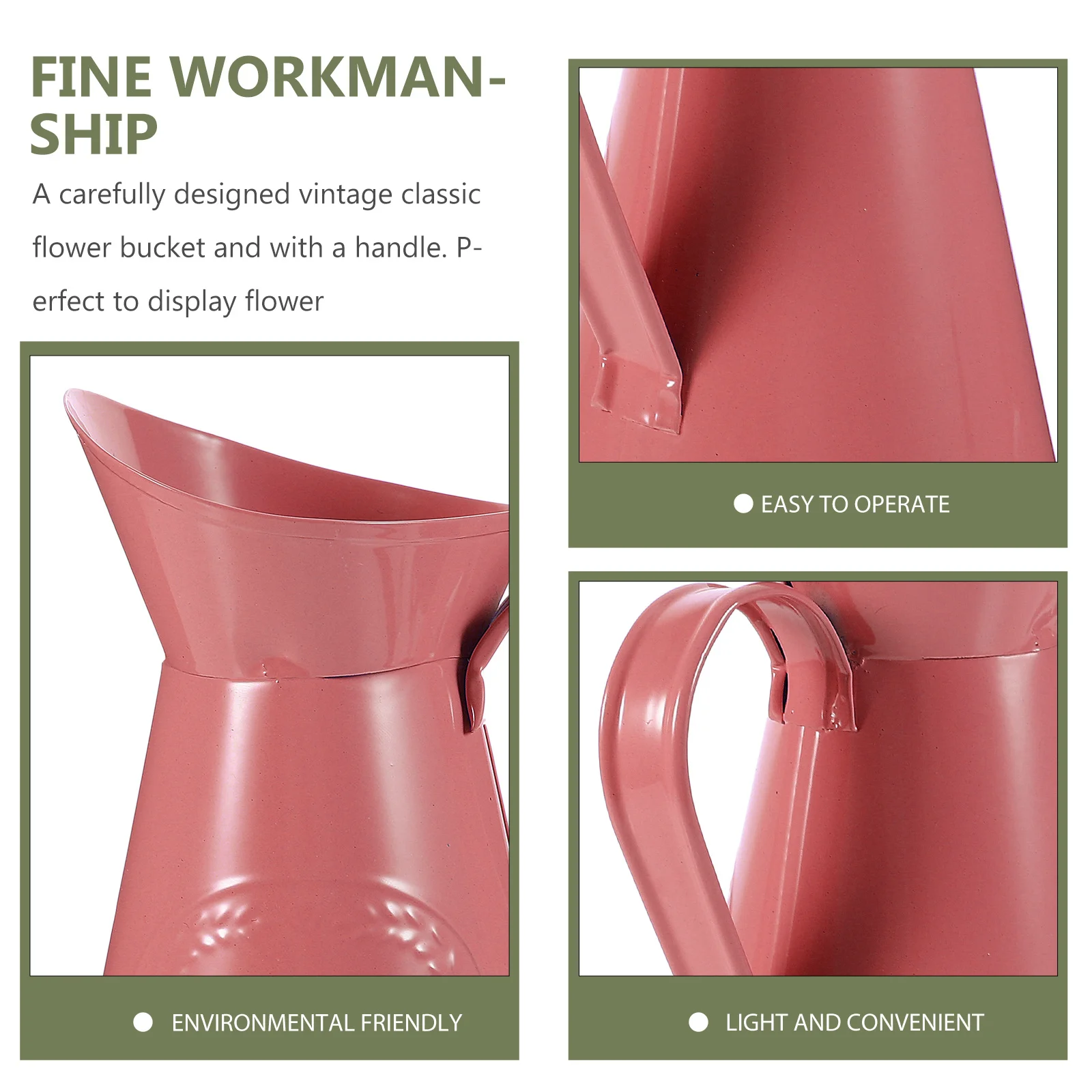 

Retro Iron Flower Bucket Elegant Home Decor Planter Creative Storage Container Vintage Classic Adornment