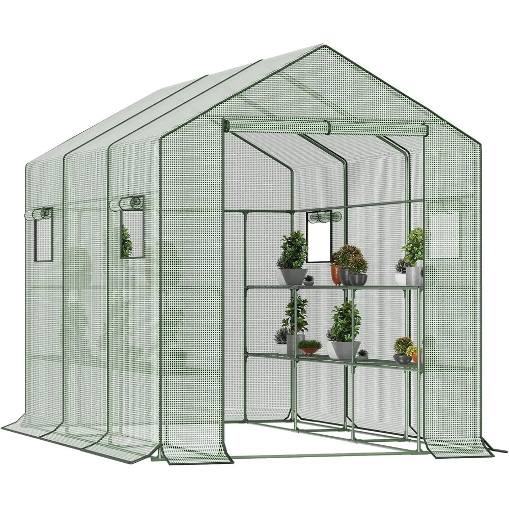 Big Greenhouse, Waterproof Green Houses for Outdoor Garden, Portable Greenhouse for Yard with Roll-Up Zipper,  Shelves