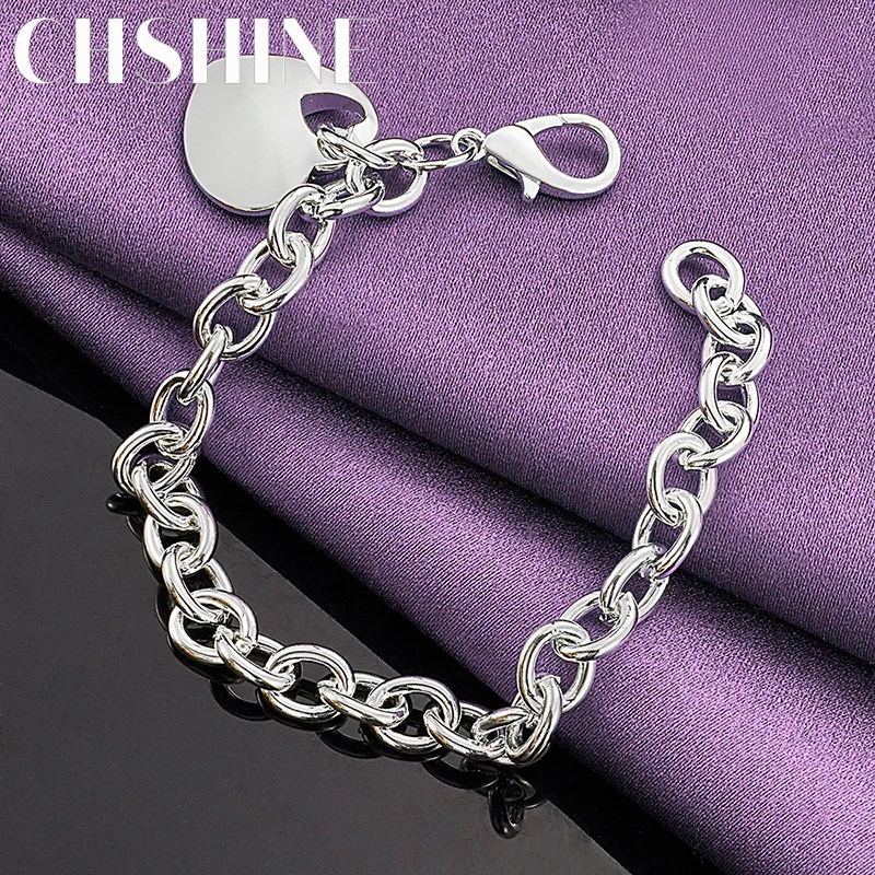 CHSHINE 925 فضة الصلبة سوار على شكل قلب للنساء الرجال حفل زفاف موضة سحر هدايا مجوهرات عالية الجودة #2