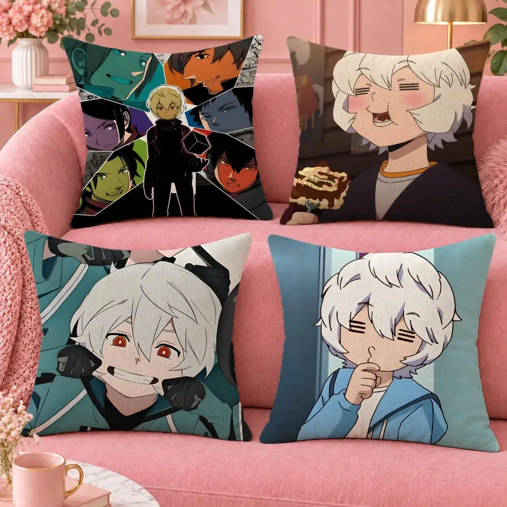 Anime Sci-Fi Action World Trigger Cushion Cover Cute Cartoon Throw Pillow Cover Soft Plush Cushion Cover Sofa Bedroom Home Decor